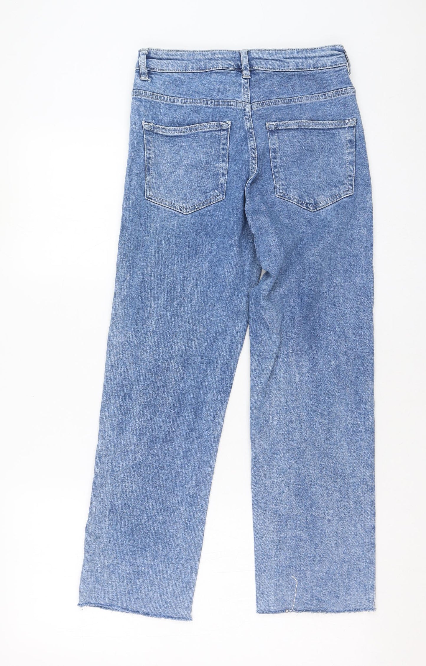 H&M Womens Blue  Cotton Straight Jeans Size 10 L26 in Regular Zip