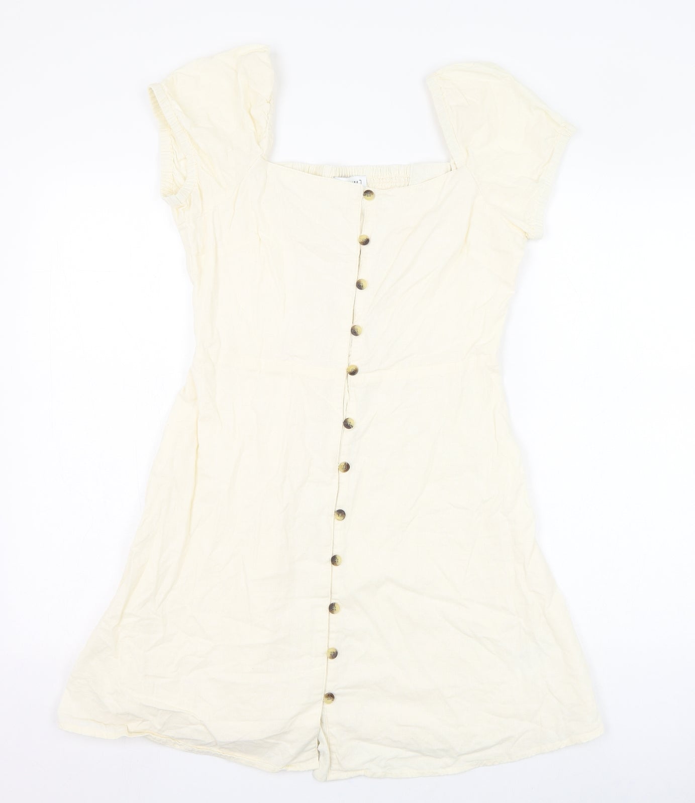 Warehouse Womens Ivory  Cotton A-Line  Size 10  Square Neck Button