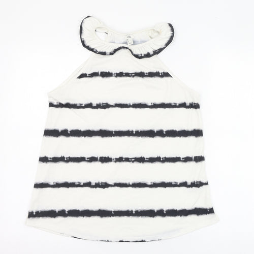 River Island Womens Ivory Striped Polyester Basic Tank Size 10 Halter
