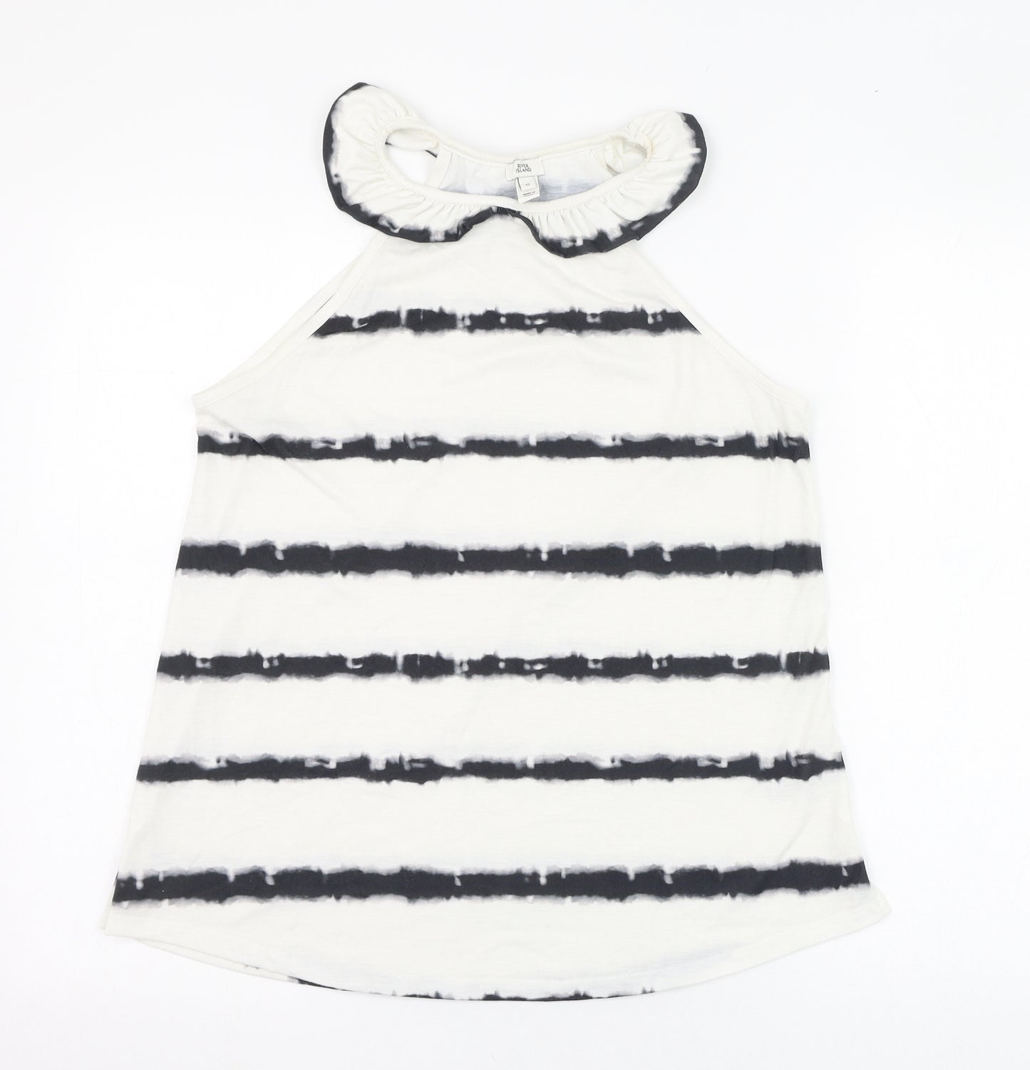 River Island Womens Ivory Striped Polyester Basic Tank Size 10 Halter