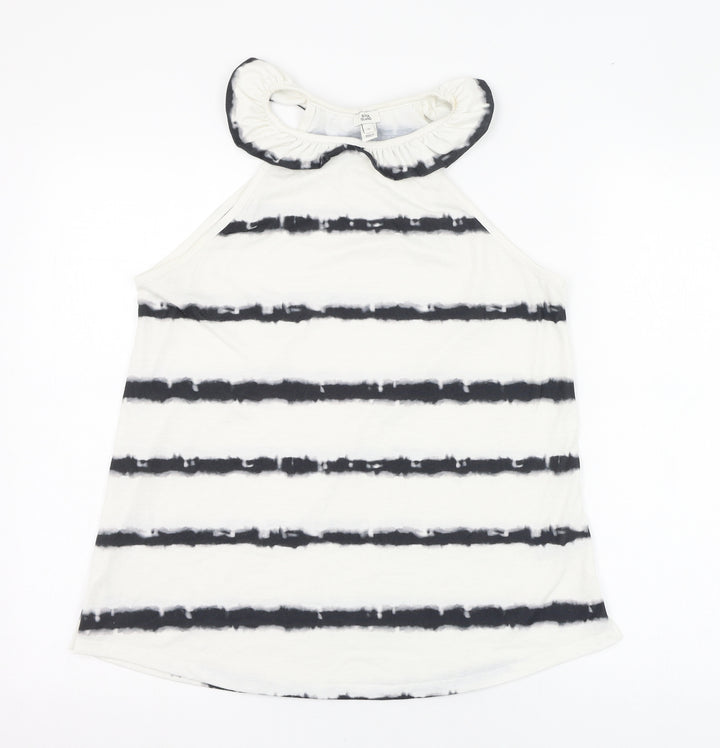 River Island Womens Ivory Striped Polyester Basic Tank Size 10 Halter