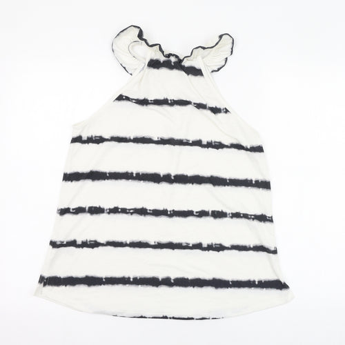 River Island Womens Ivory Striped Polyester Basic Tank Size 10 Halter