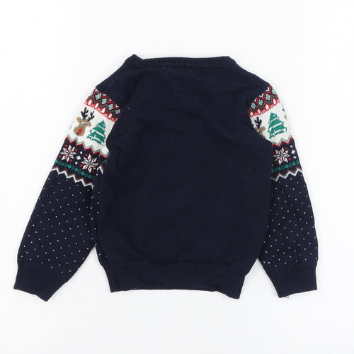 Primark Boys Blue Fair Isle Cotton Pullover Jumper Size 24 Months  Pullover - Christmas