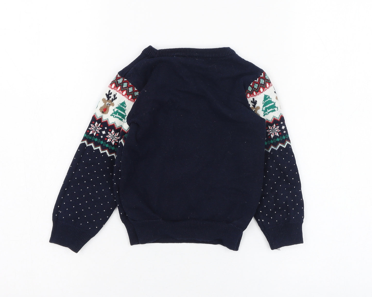 Primark Boys Blue Fair Isle Cotton Pullover Jumper Size 24 Months  Pullover - Christmas