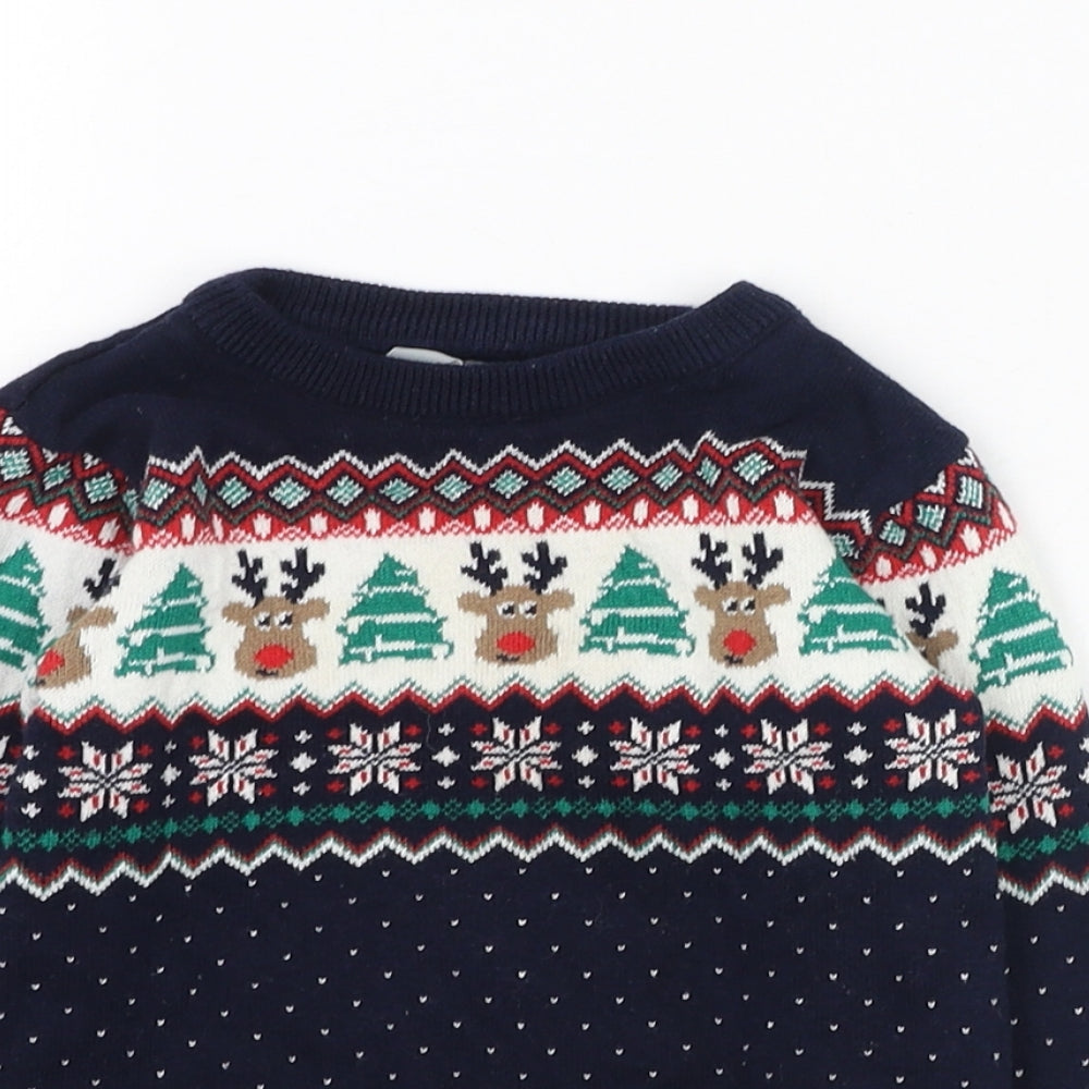 Primark Boys Blue Fair Isle Cotton Pullover Jumper Size 24 Months  Pullover - Christmas