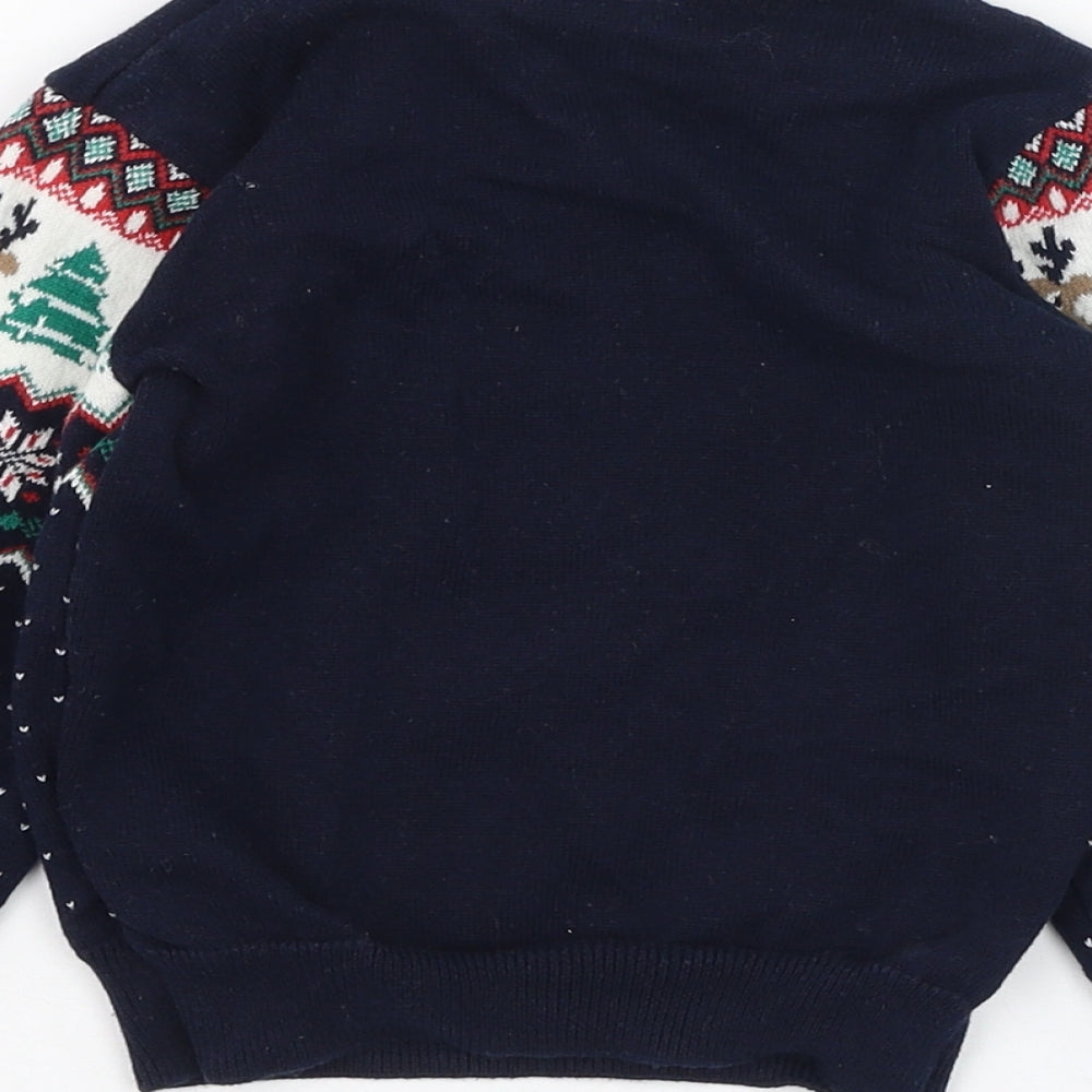 Primark Boys Blue Fair Isle Cotton Pullover Jumper Size 24 Months  Pullover - Christmas