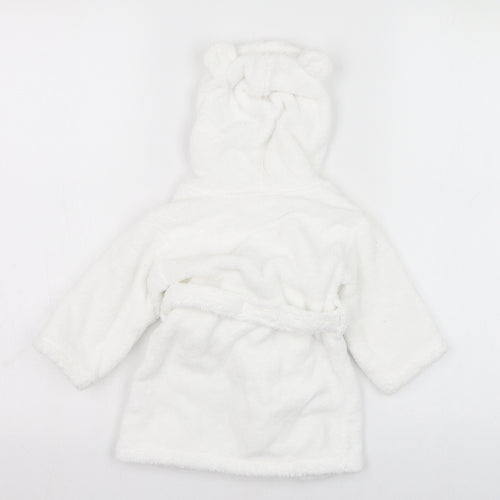 The Little White Company Baby White Solid Cotton Kimono Gown Size 6-9 Months  Tie
