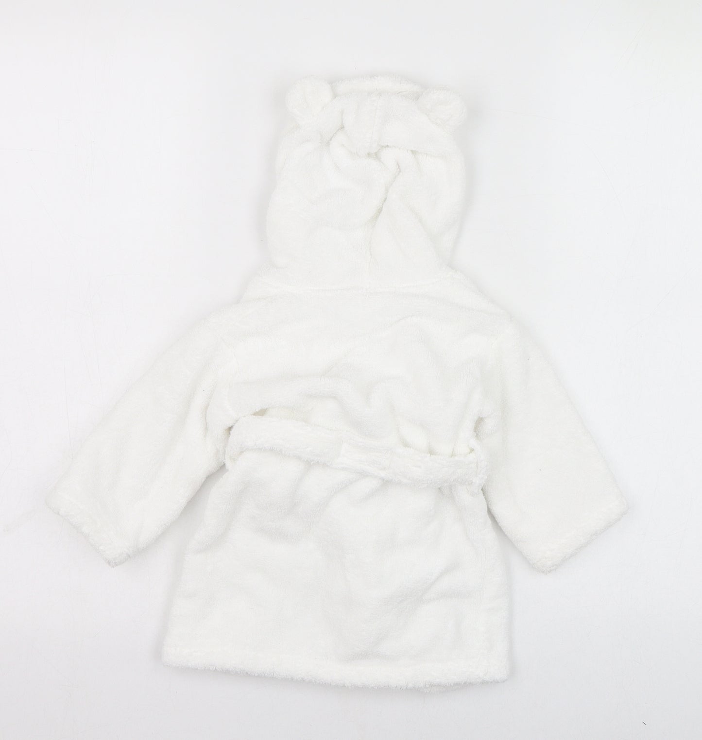 The Little White Company Baby White Solid Cotton Kimono Gown Size 6-9 Months  Tie