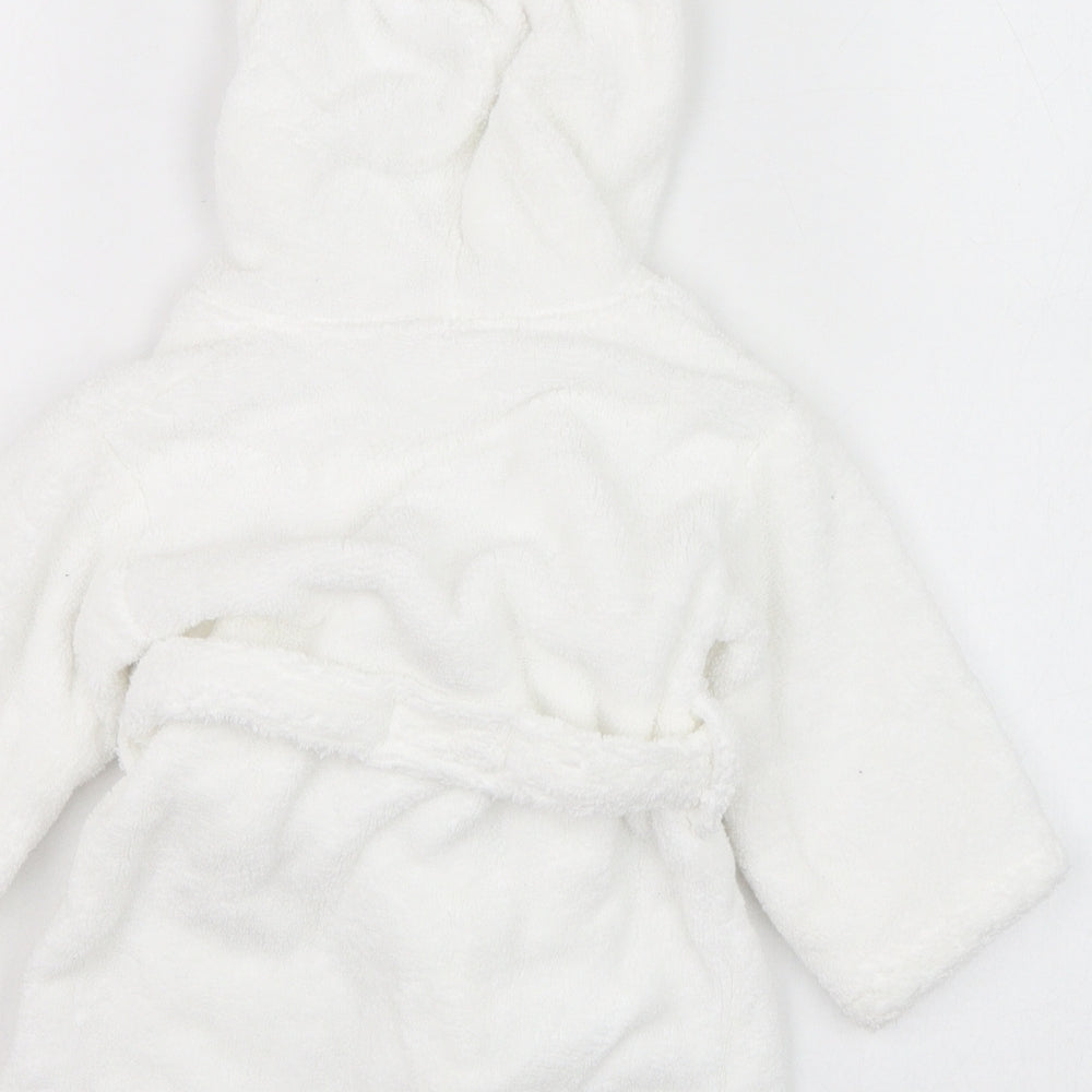The Little White Company Baby White Solid Cotton Kimono Gown Size 6-9 Months  Tie