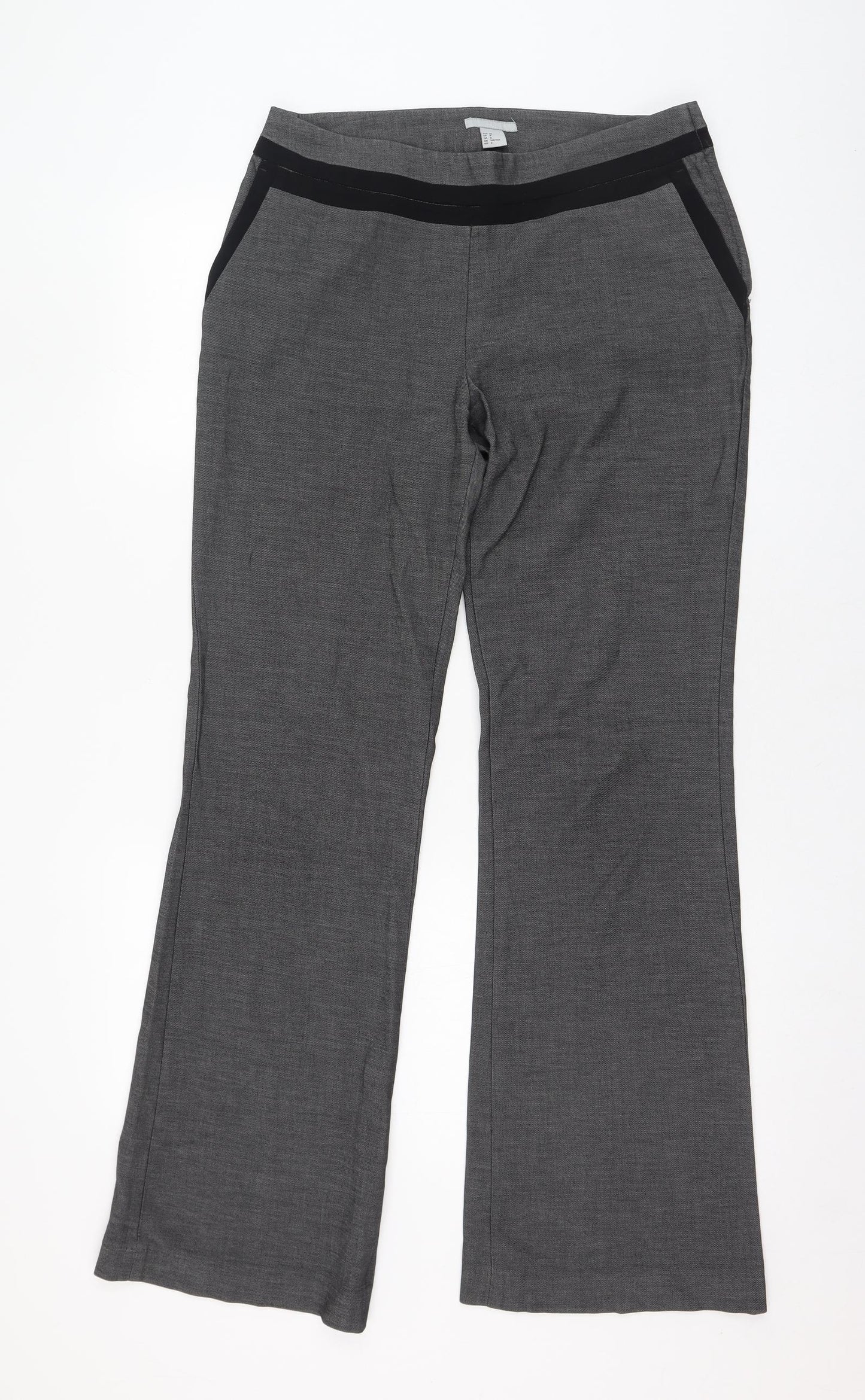 H&M Womens Grey  Polyester Trousers  Size 10 L30 in Regular Zip