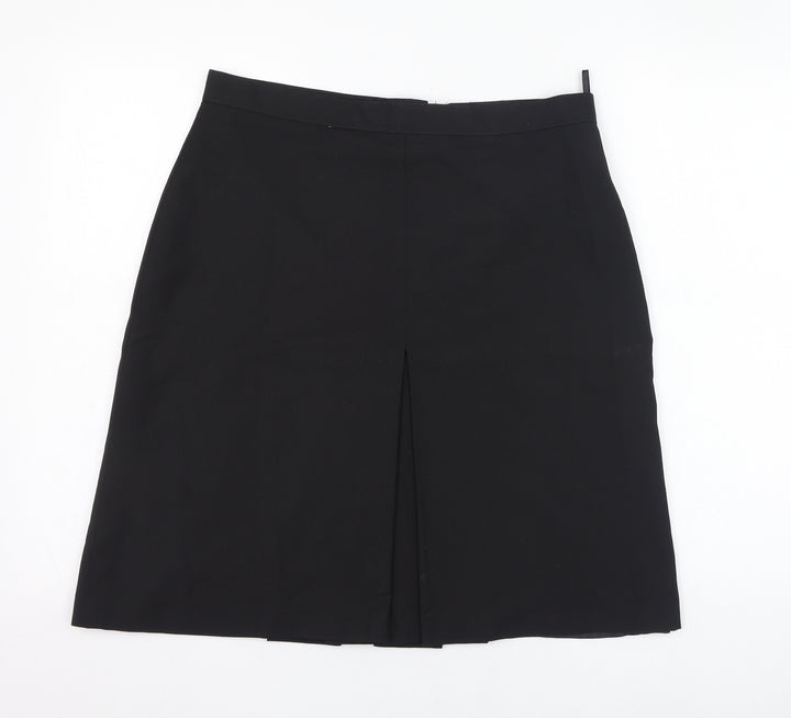 Preworn Womens Black  Polyester A-Line Skirt Size 32   Zip