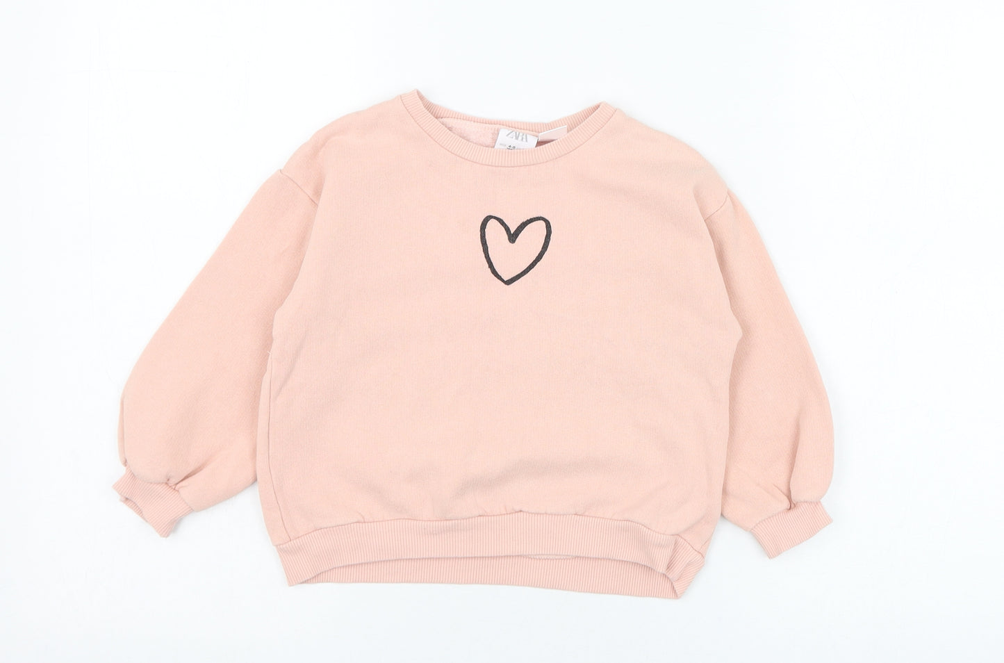 Zara Girls Pink  Cotton Pullover Sweatshirt Size 4-5 Years  Pullover