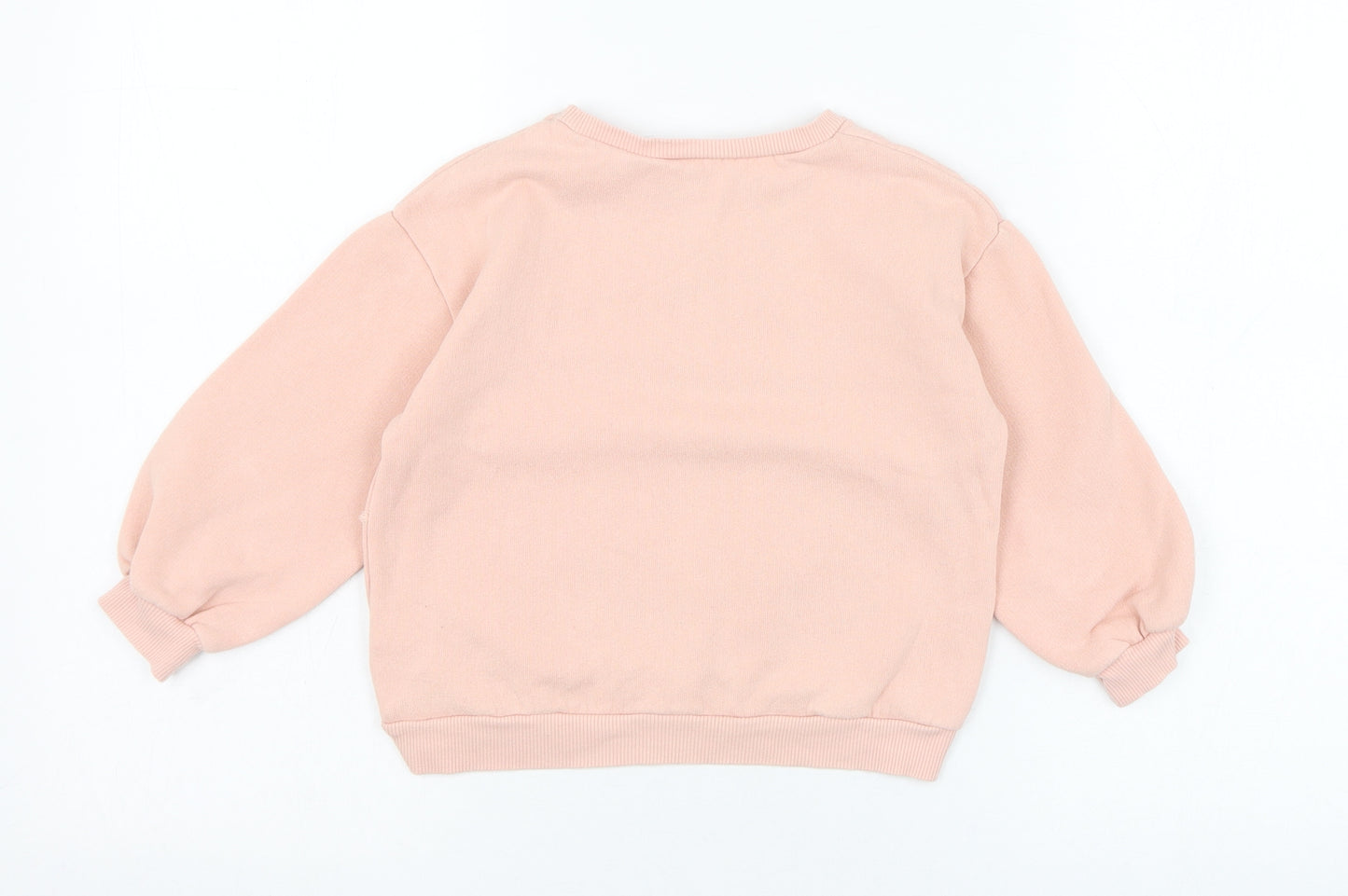 Zara Girls Pink  Cotton Pullover Sweatshirt Size 4-5 Years  Pullover