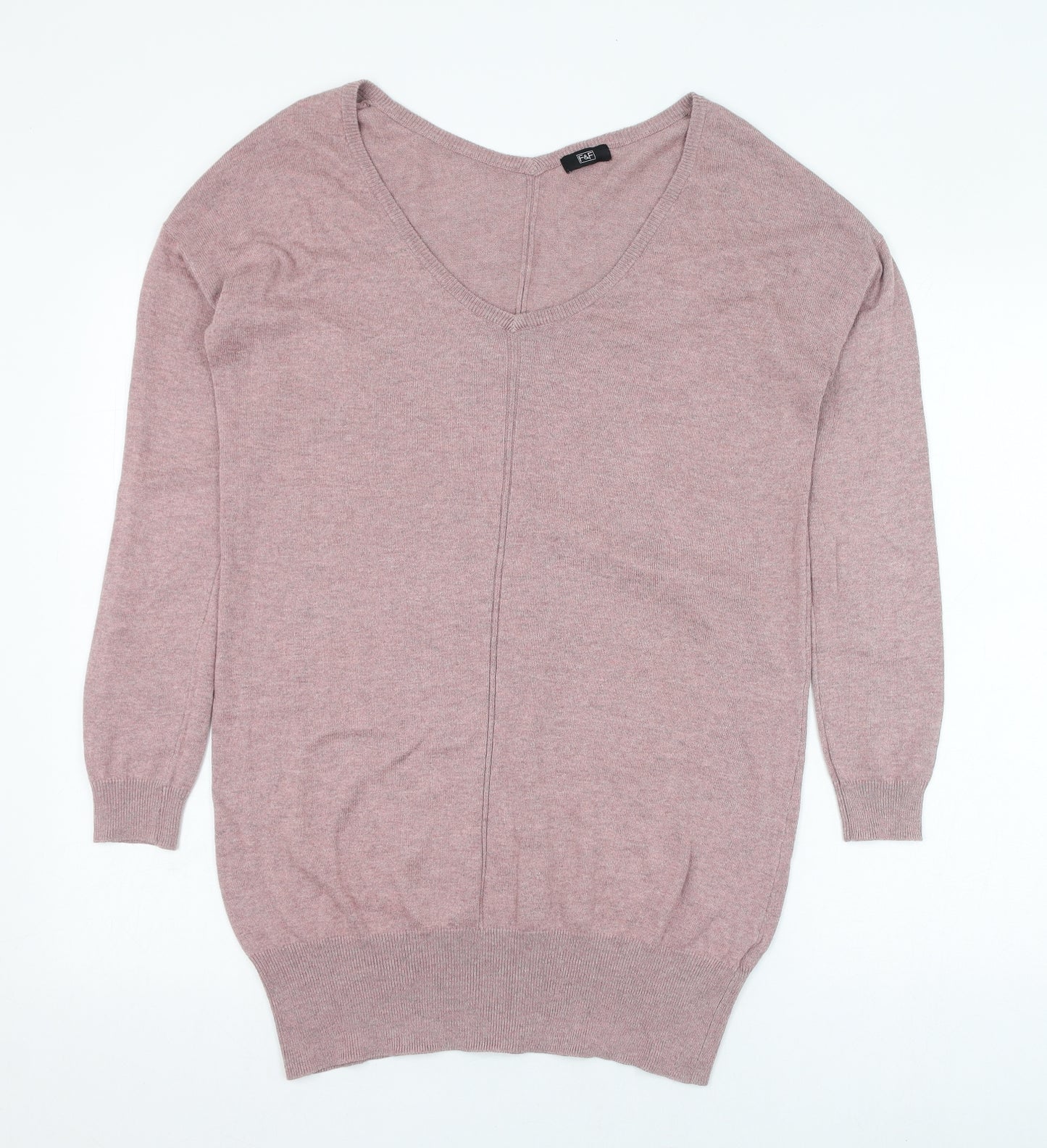 F&F Womens Pink Round Neck  Viscose Pullover Jumper Size 10