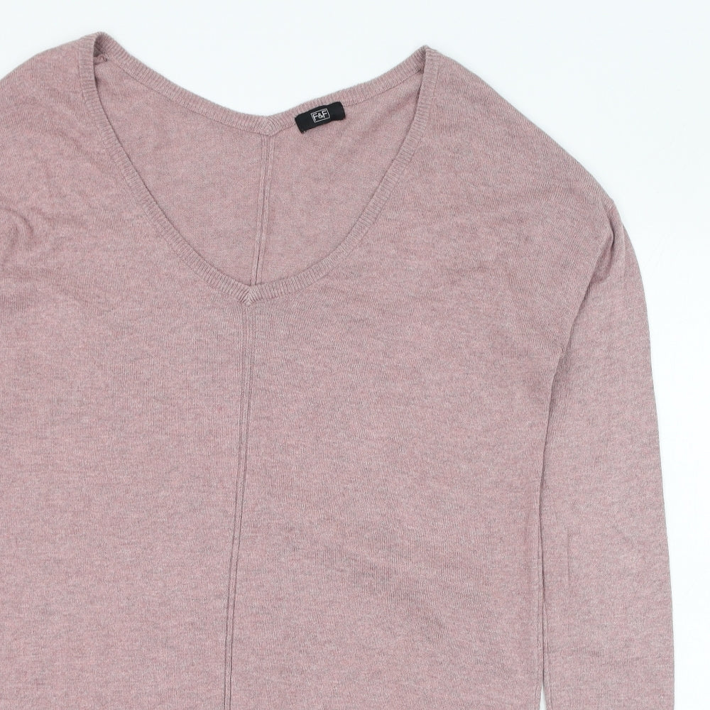 F&F Womens Pink Round Neck  Viscose Pullover Jumper Size 10