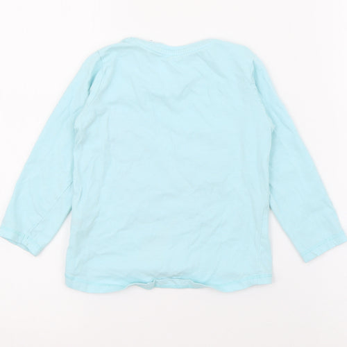 Dunnes Stores Girls Blue  Cotton Pullover T-Shirt Size 2-3 Years Crew Neck  - Butterfly