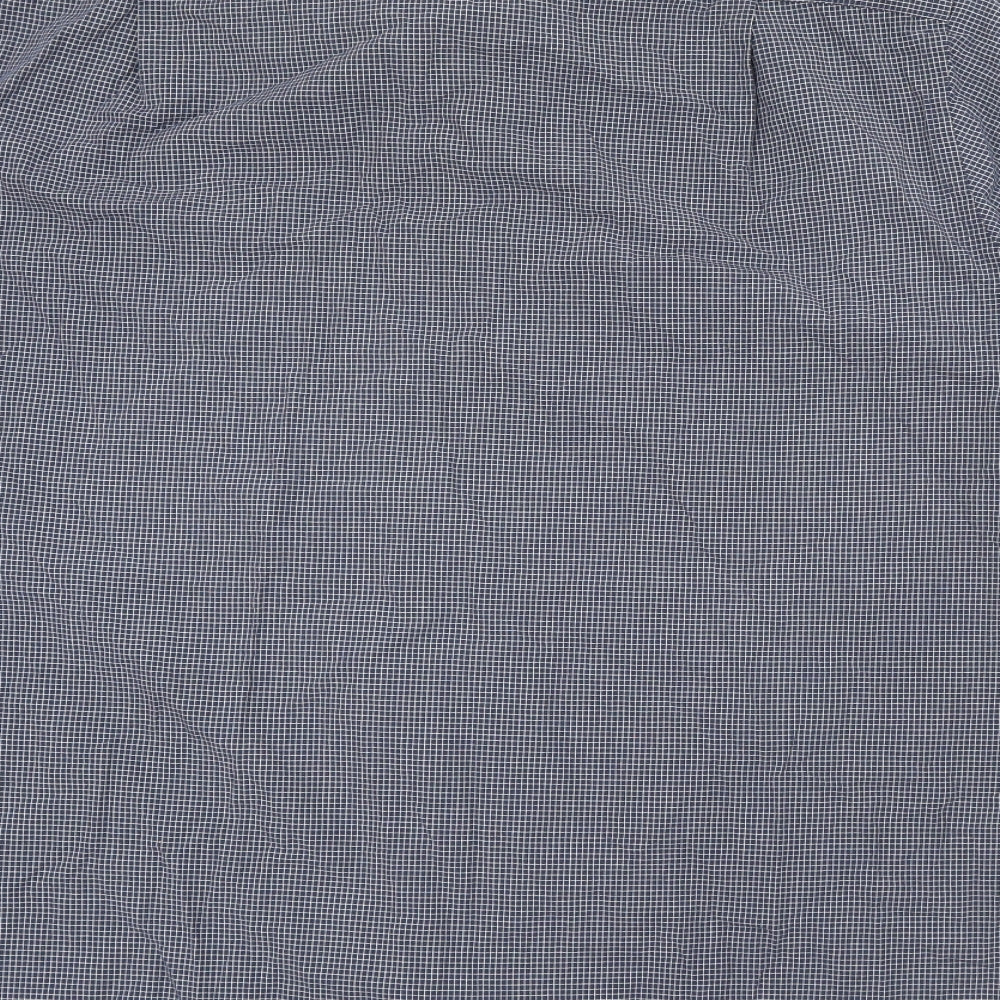 Marks and Spencer Mens Blue Check Cotton  Button-Up Size 17 Collared Button