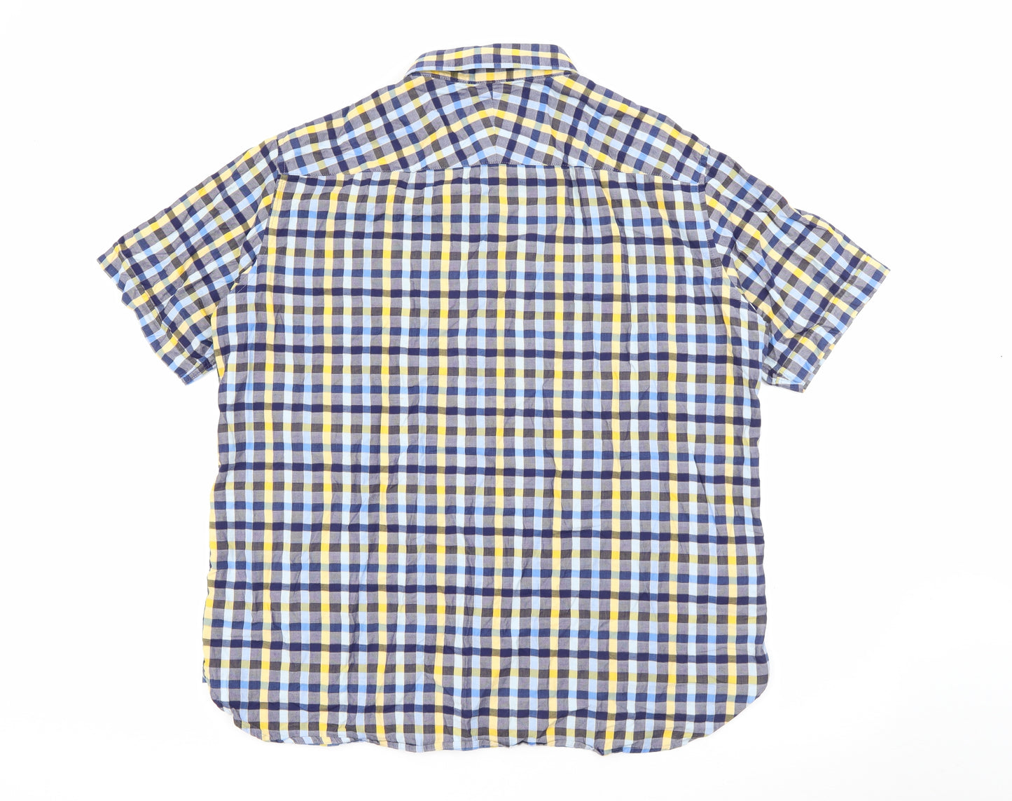 Marks and Spencer Mens Blue Plaid Cotton  Button-Up Size XL Collared Button