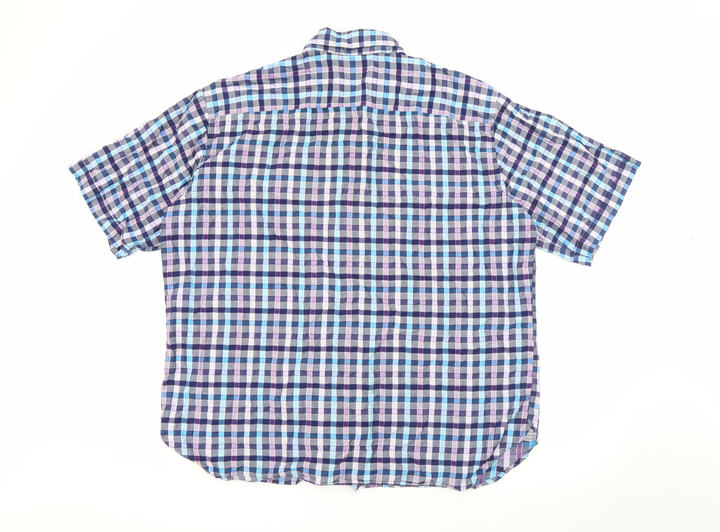 Marks and Spencer Mens Purple Plaid Cotton  Button-Up Size 2XL Collared Button