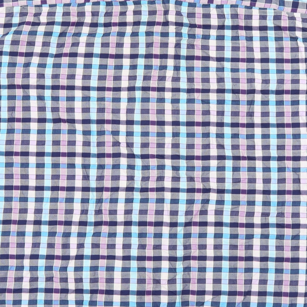 Marks and Spencer Mens Purple Plaid Cotton  Button-Up Size 2XL Collared Button