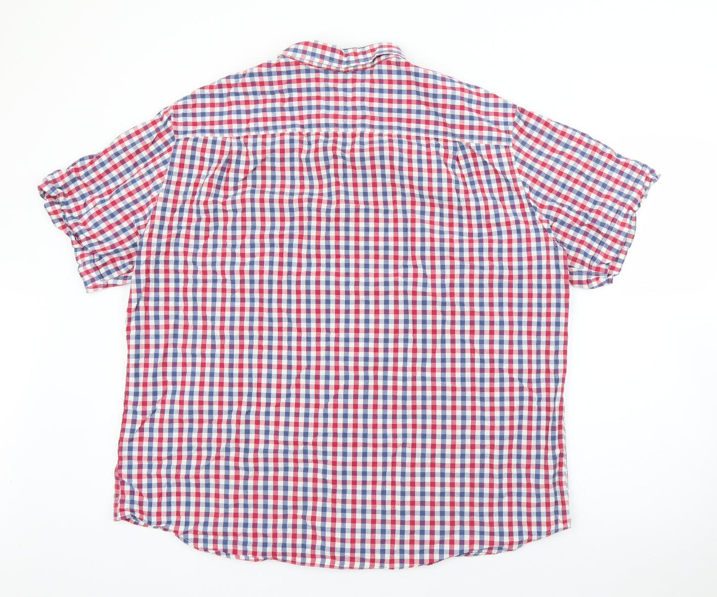 Marks and Spencer Mens Red Plaid Cotton  Button-Up Size 2XL Collared Button