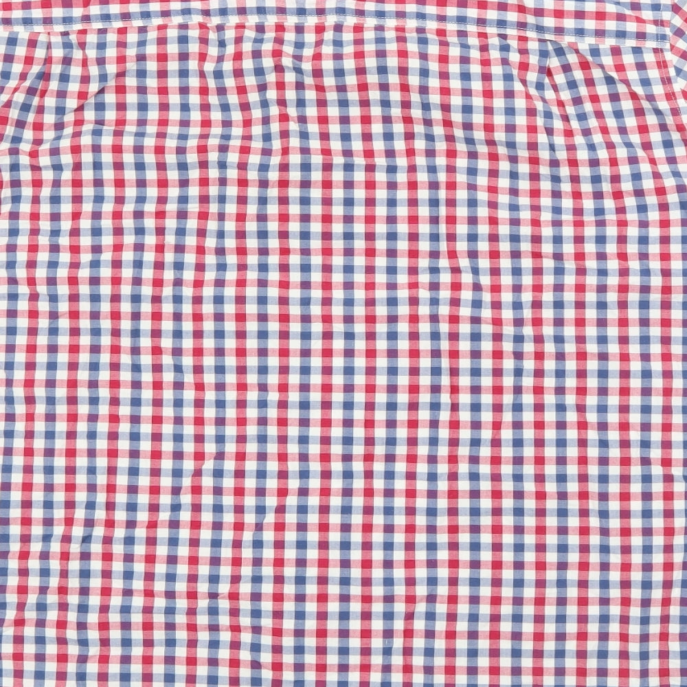Marks and Spencer Mens Red Plaid Cotton  Button-Up Size 2XL Collared Button