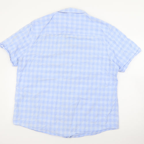 Sandstone & Co Mens Blue Striped Cotton  Button-Up Size 2XL Collared Button