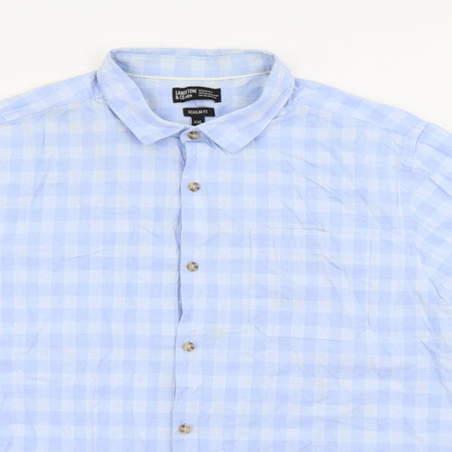 Sandstone & Co Mens Blue Striped Cotton  Button-Up Size 2XL Collared Button