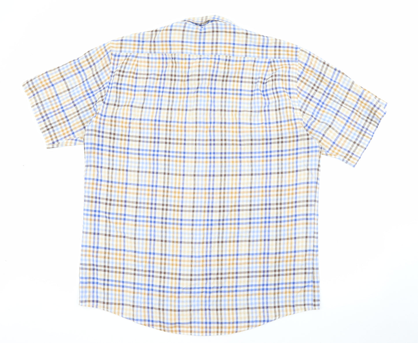 Daniel Grahame Mens Beige Plaid Polyester  Button-Up Size XL Collared Button