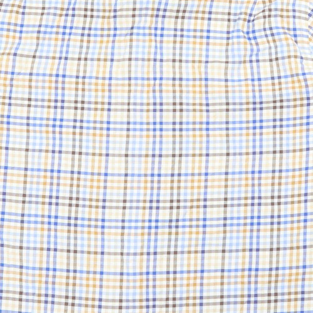 Daniel Grahame Mens Beige Plaid Polyester  Button-Up Size XL Collared Button