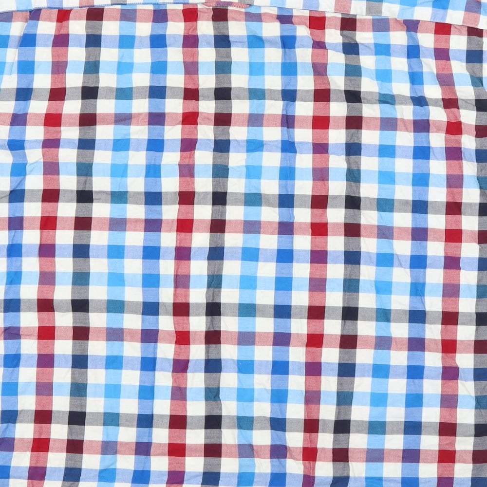 Marks and Spencer Mens Blue Plaid Cotton  Button-Up Size 2XL Collared Button