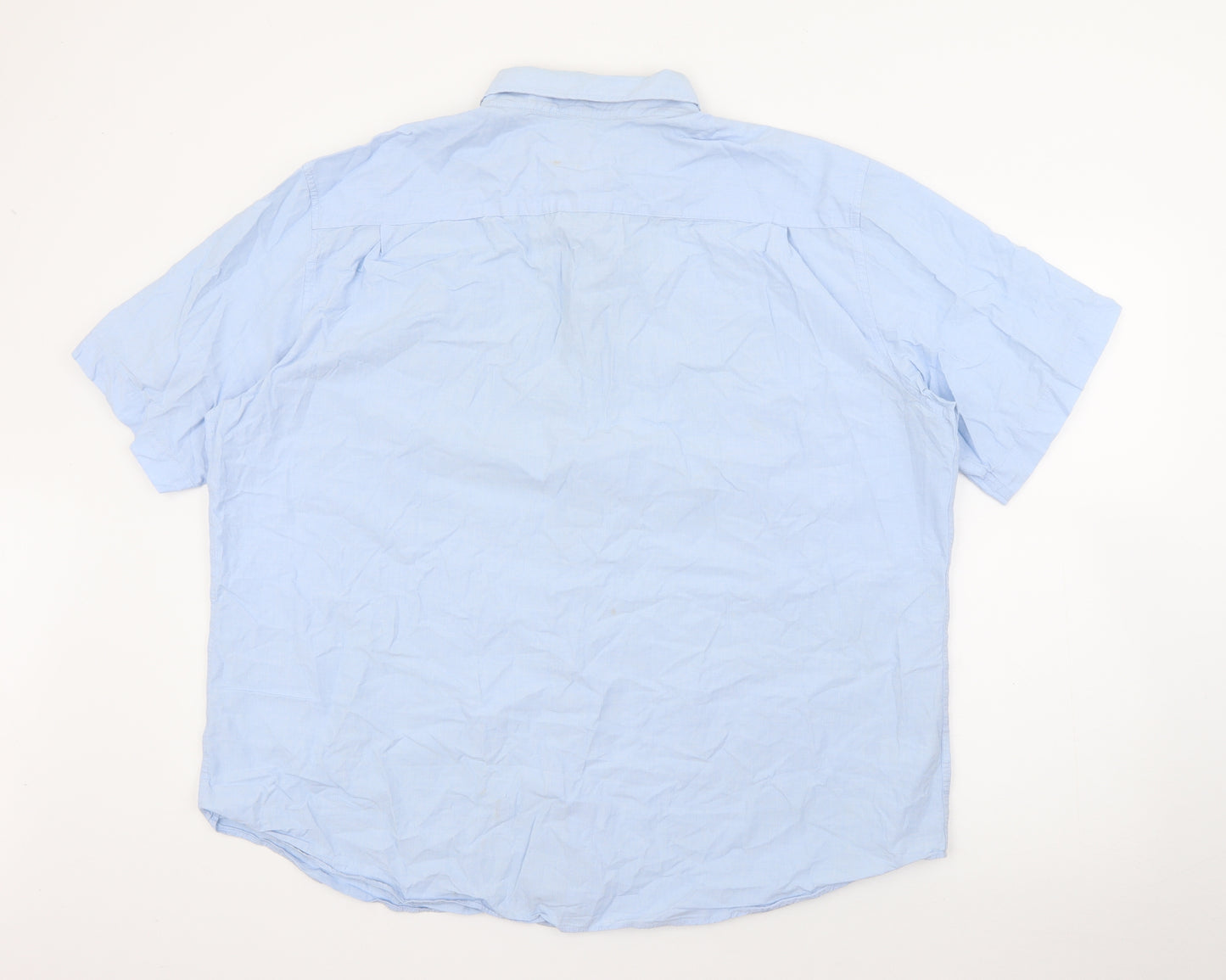 Marks and Spencer Mens Blue  Cotton  Button-Up Size 2XL Collared Buckle
