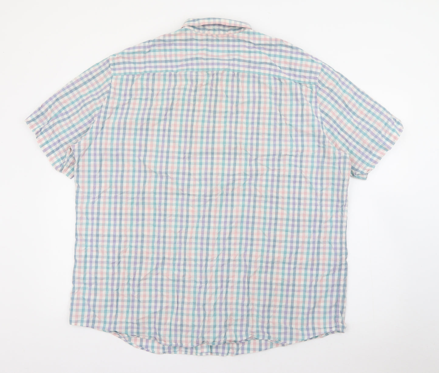 Marks and Spencer Mens Multicoloured Plaid Cotton  Button-Up Size 2XL Collared Button
