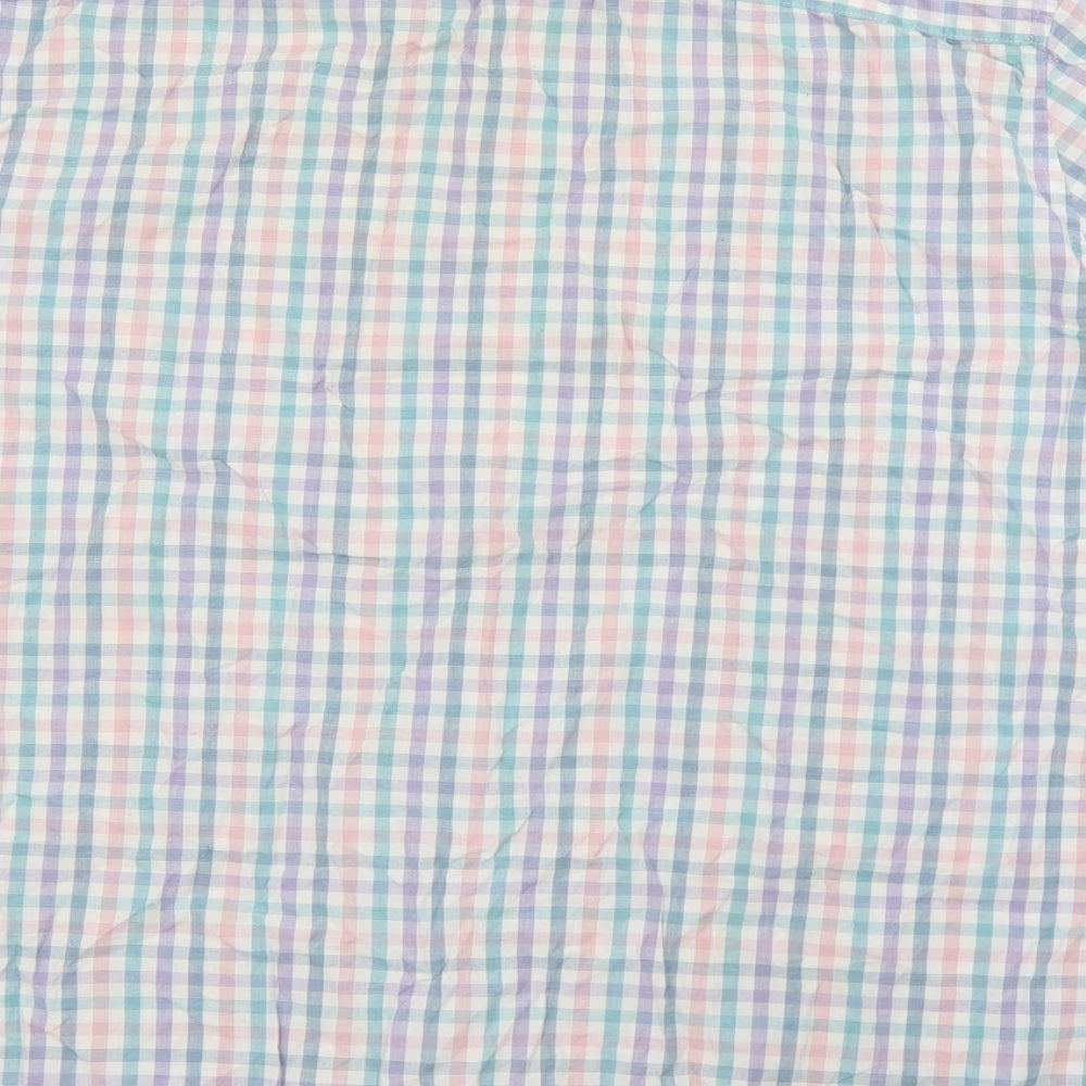 Marks and Spencer Mens Multicoloured Plaid Cotton  Button-Up Size 2XL Collared Button