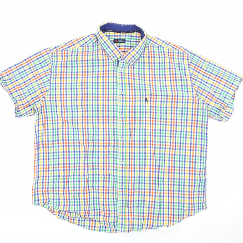 S&C Mens Multicoloured Plaid Cotton  Button-Up Size L Collared Button