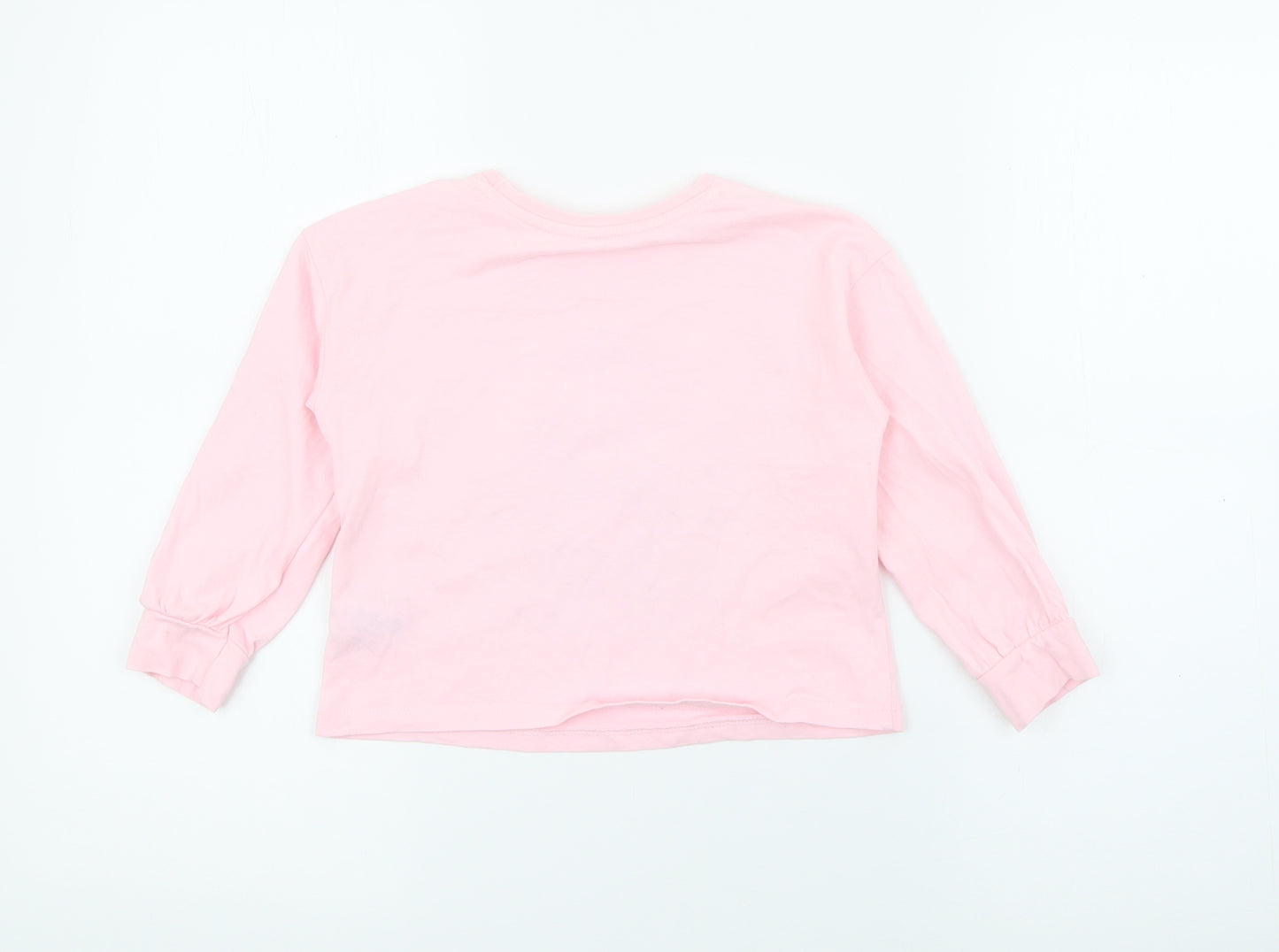 Dunnes Stores Girls Pink Crew Neck  Cotton Pullover Jumper Size 4-5 Years