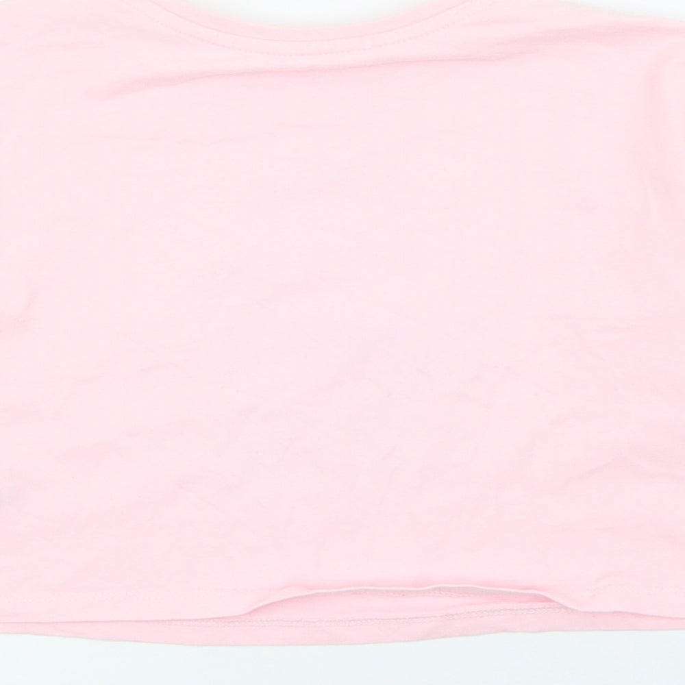 Dunnes Stores Girls Pink Crew Neck  Cotton Pullover Jumper Size 4-5 Years
