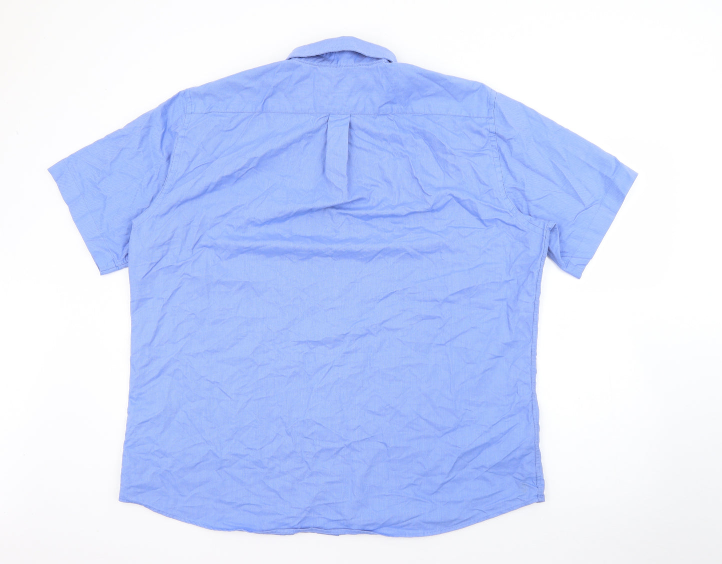 Marks and Spencer Mens Blue  Cotton  Button-Up Size 17 Collared Button