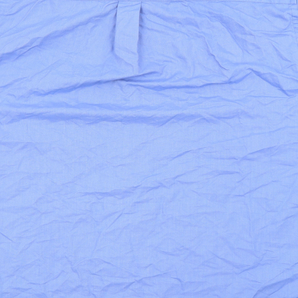 Marks and Spencer Mens Blue  Cotton  Button-Up Size 17 Collared Button