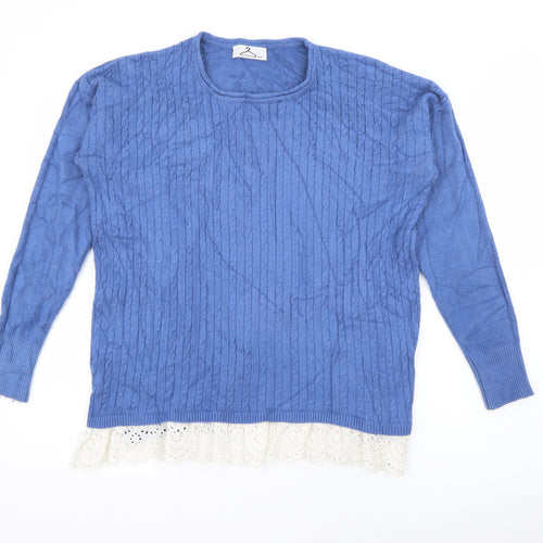 Tiramisu Womens Blue Crew Neck  Viscose Pullover Jumper Size S