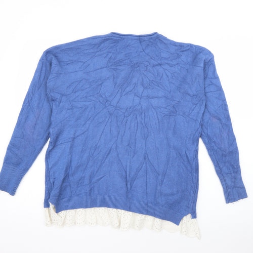 Tiramisu Womens Blue Crew Neck  Viscose Pullover Jumper Size S