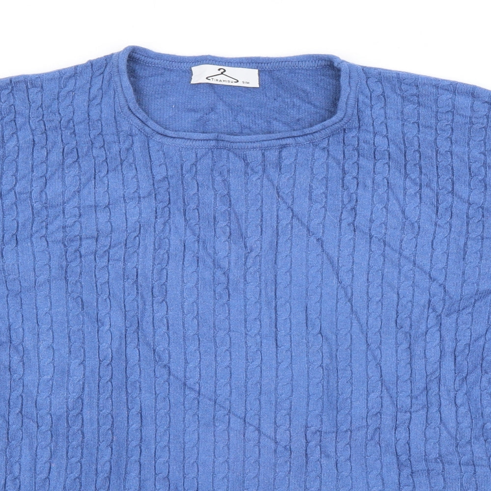 Tiramisu Womens Blue Crew Neck  Viscose Pullover Jumper Size S
