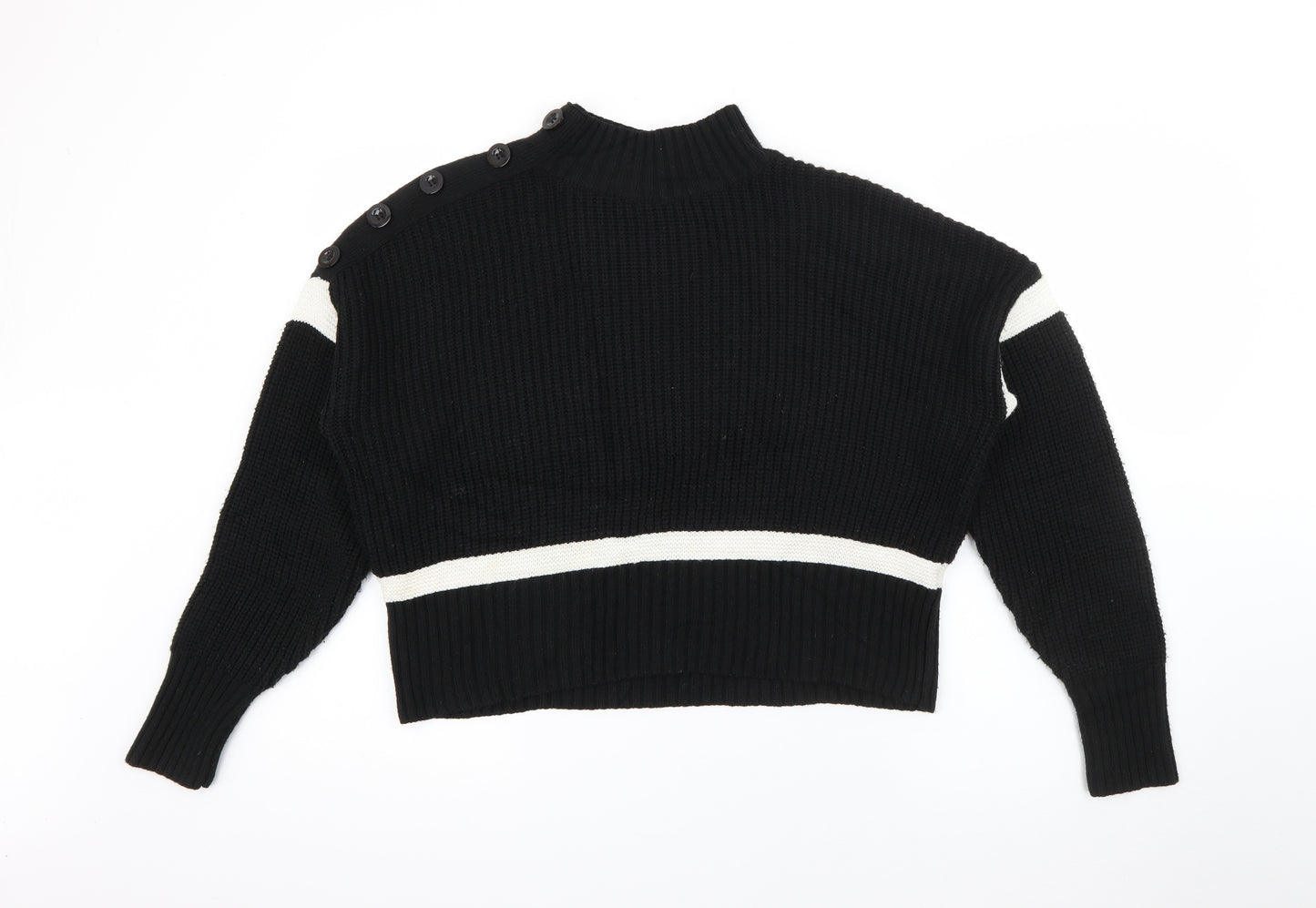 Miss Selfridge Womens Black High Neck  Acrylic Pullover Jumper Size 12