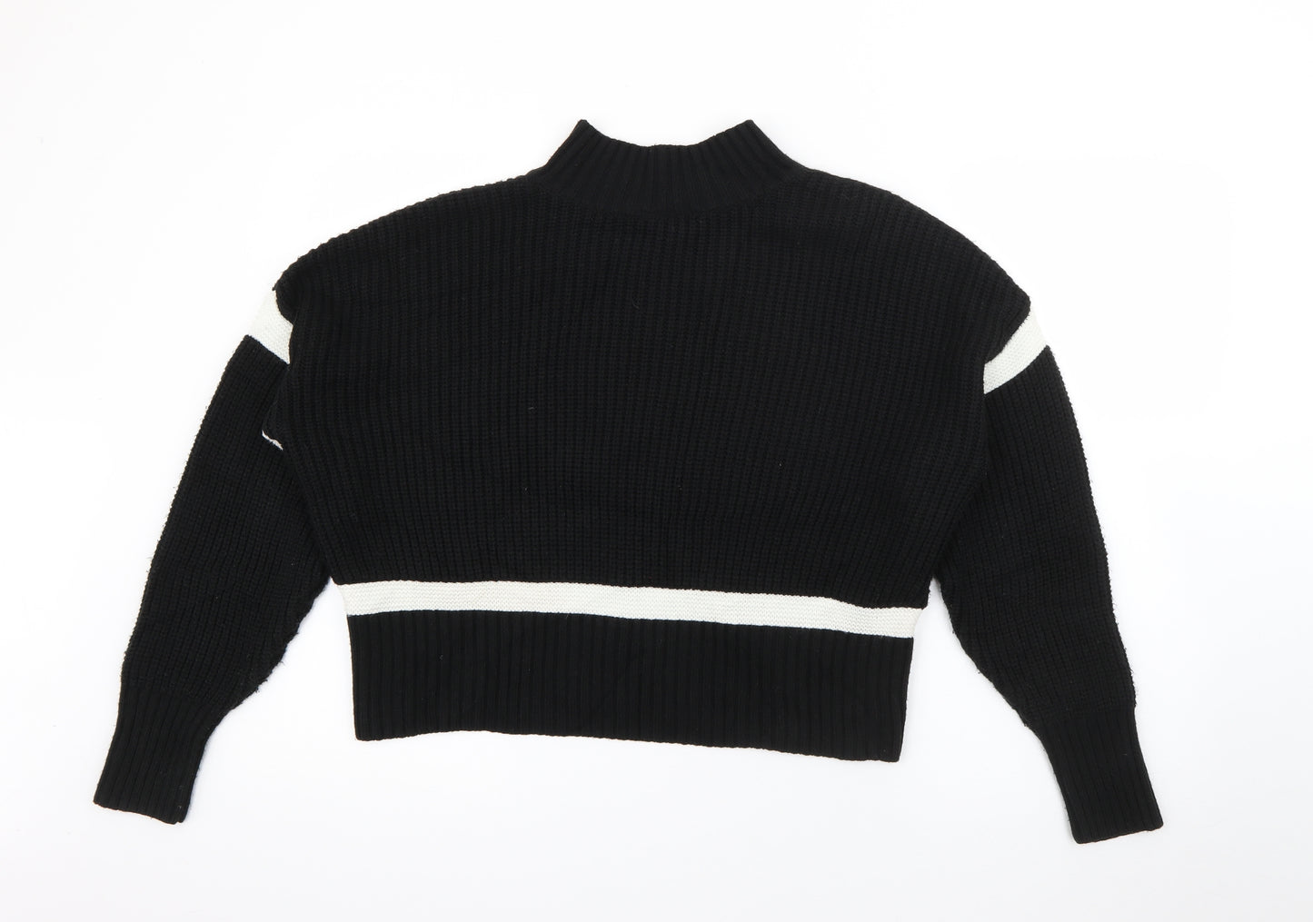 Miss Selfridge Womens Black High Neck  Acrylic Pullover Jumper Size 12