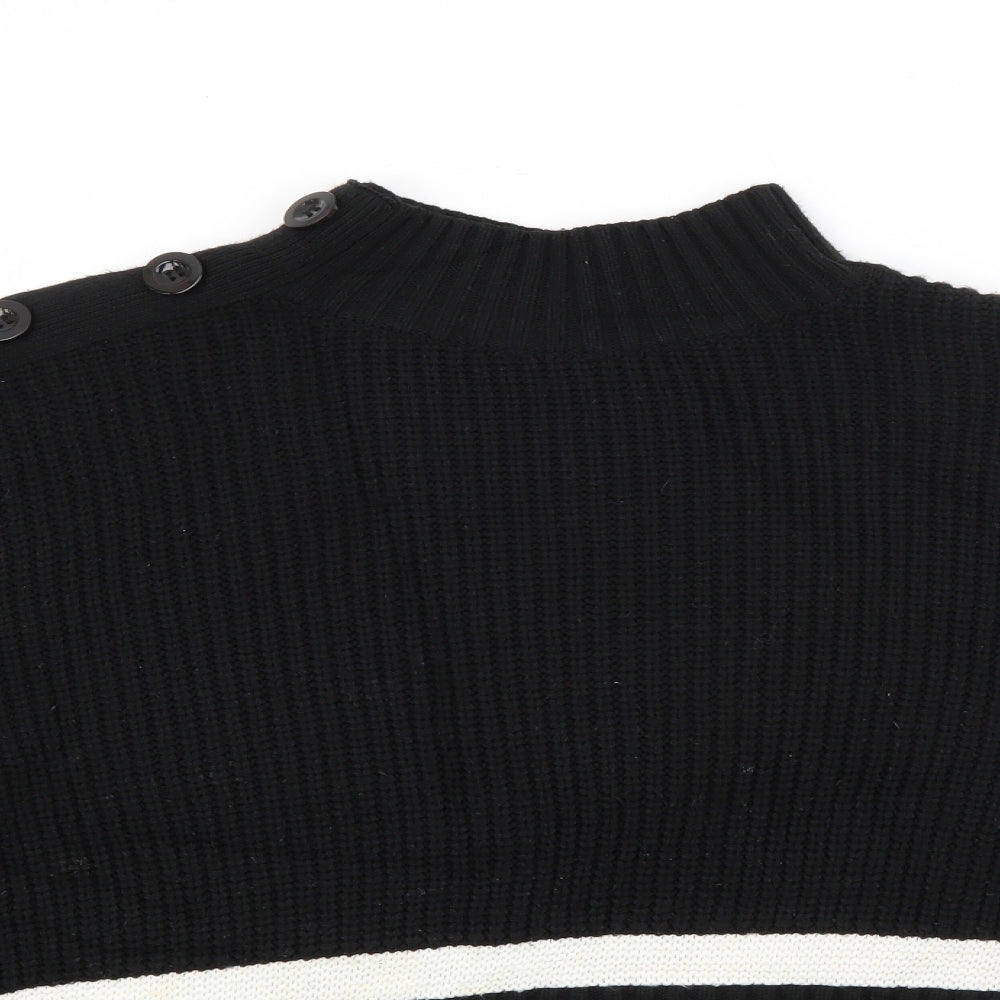 Miss Selfridge Womens Black High Neck  Acrylic Pullover Jumper Size 12