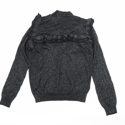Marks and Spencer Womens Silver High Neck  Viscose Pullover Jumper Size 12   - Sparkle