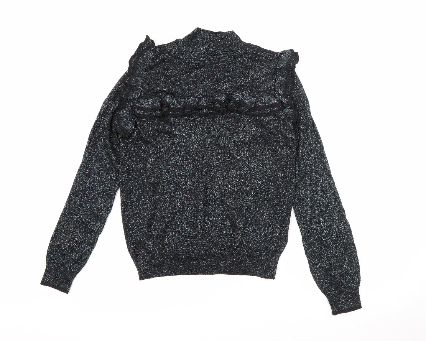 Marks and Spencer Womens Silver High Neck  Viscose Pullover Jumper Size 12   - Sparkle