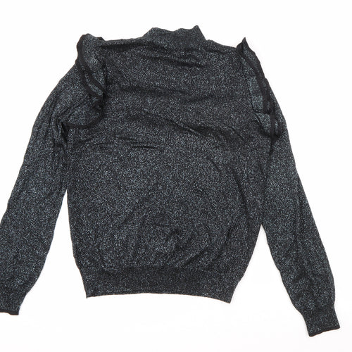 Marks and Spencer Womens Silver High Neck  Viscose Pullover Jumper Size 12   - Sparkle