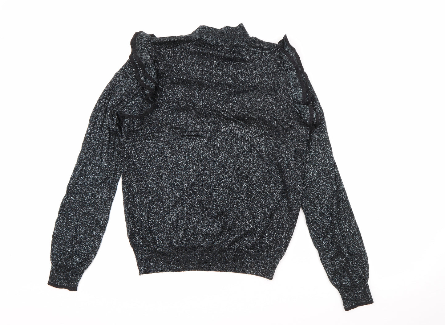 Marks and Spencer Womens Silver High Neck  Viscose Pullover Jumper Size 12   - Sparkle