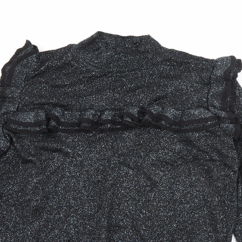 Marks and Spencer Womens Silver High Neck  Viscose Pullover Jumper Size 12   - Sparkle